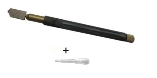 Nóż olejowy do cięcia szkła Mitsuboshi i pipeta, widok z góry